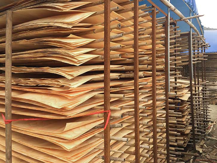 酚醛鏡面建筑模板單板晾曬